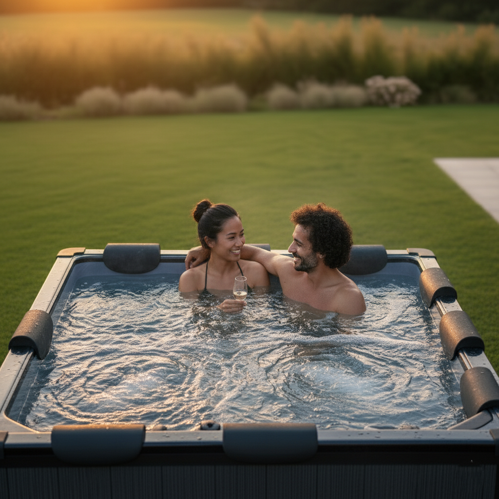 Adriatic | 6 Person Square Aluminium Frame Hot Tub | Black Wood
