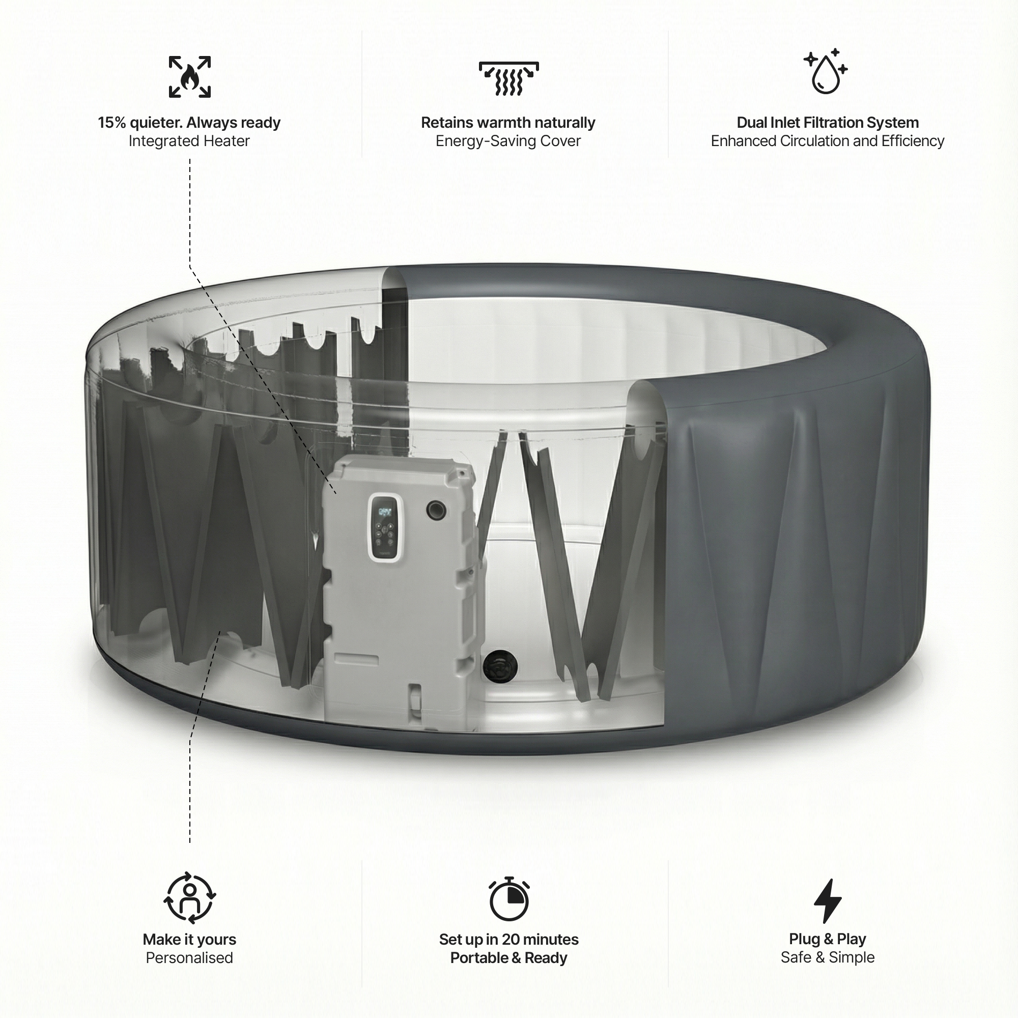 Atlantic | 4/6-Person Inflatable Hot Tub | Built-In Integrated Heater