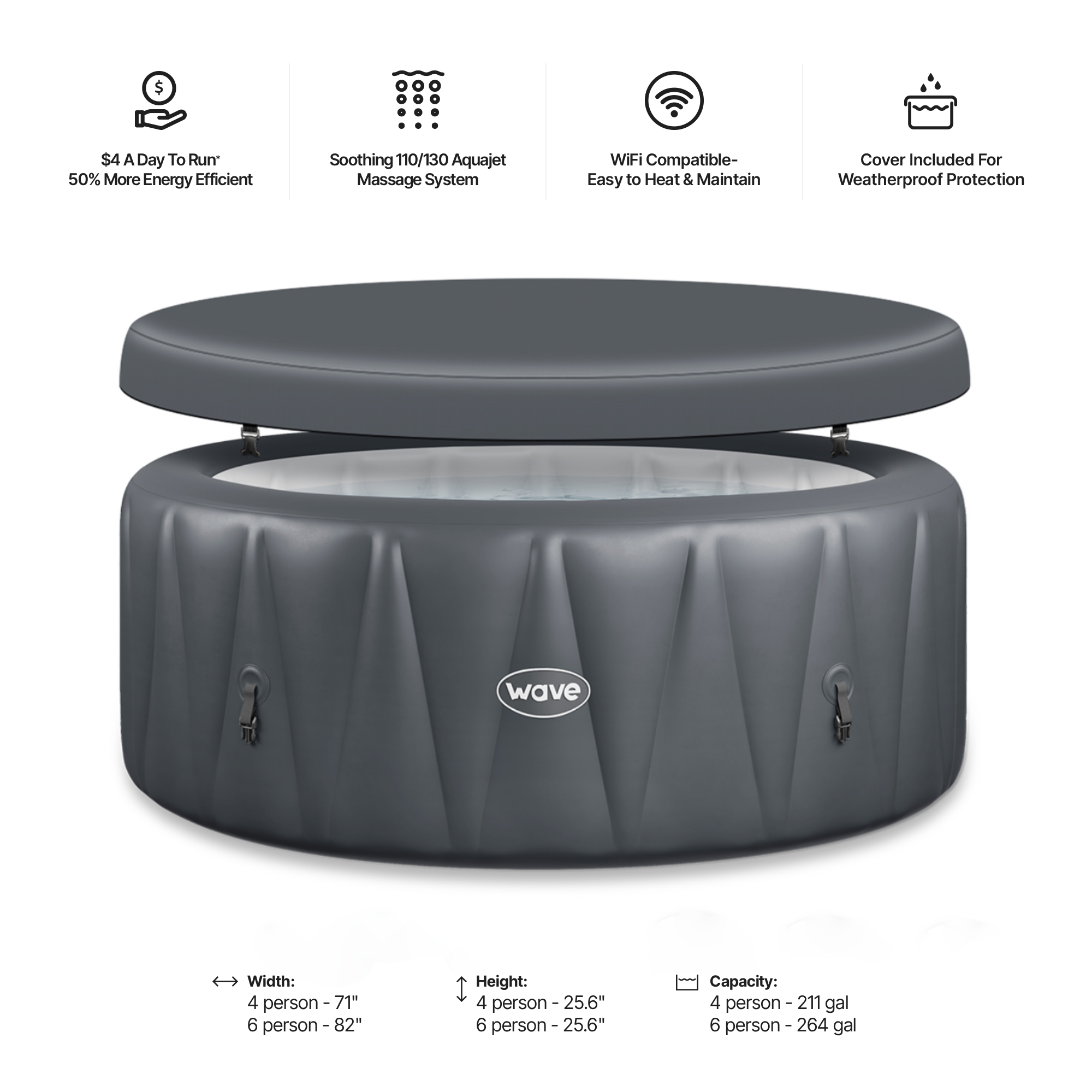 Atlantic | 4/6-Person Inflatable Hot Tub | Built-In Integrated Heater