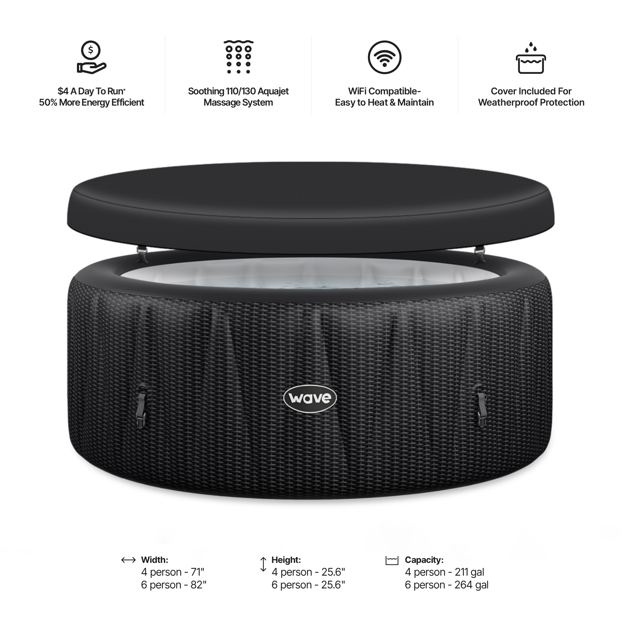 Atlantic | 4/6-Person Inflatable Hot Tub | Built-In Integrated Heater