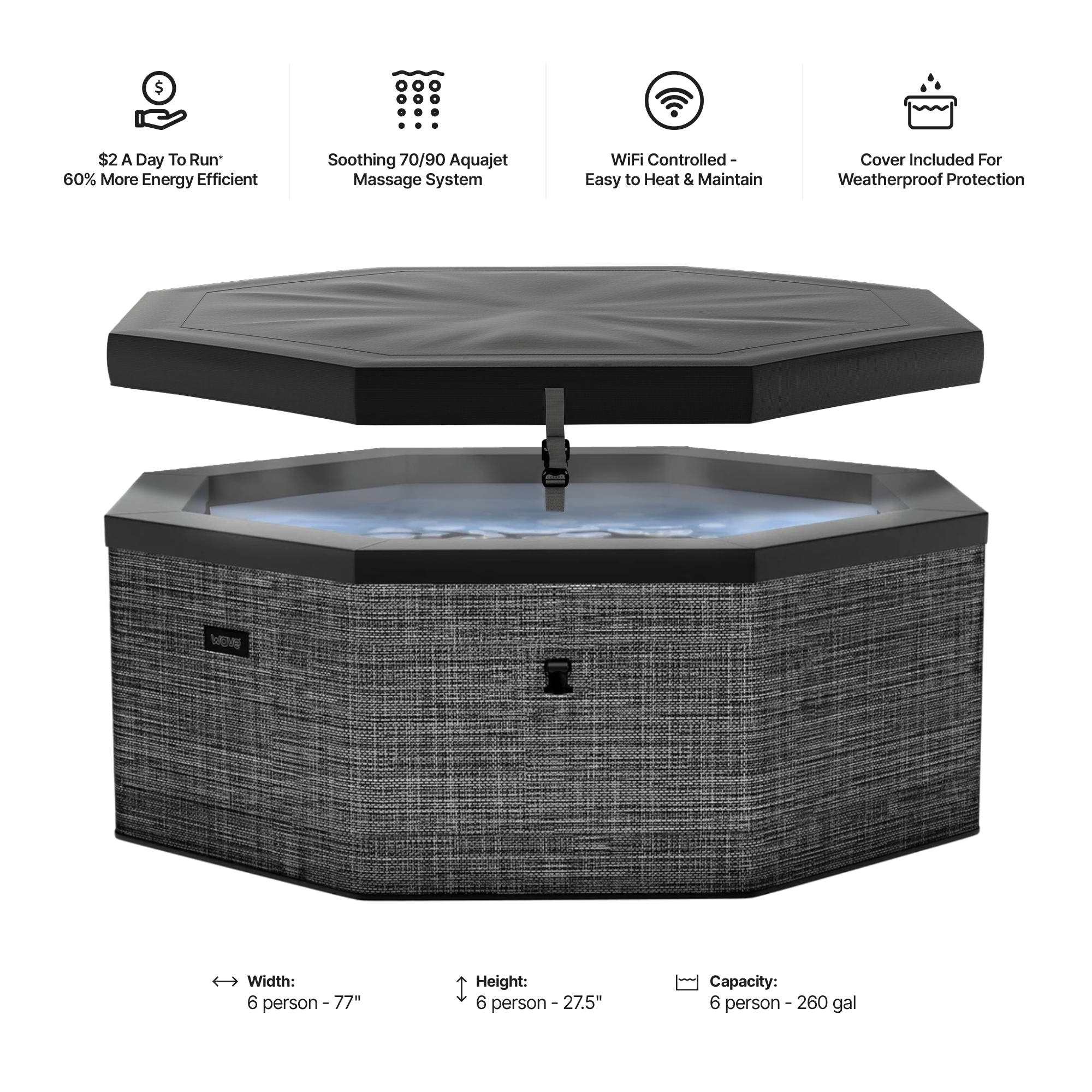 Como | 6-Person Eco Foam Hot Tub | Built-In Integrated Heater