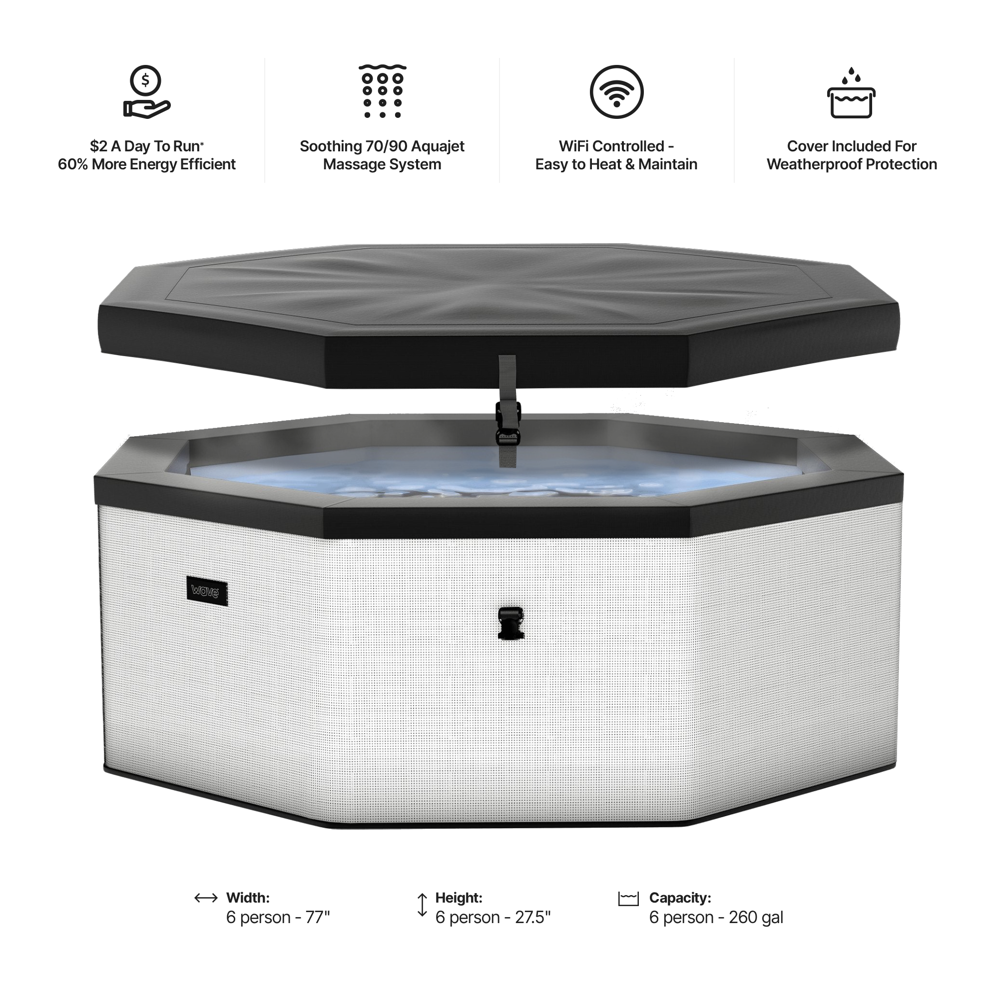 Como | 6-Person Eco Foam Hot Tub | Built-In Integrated Heater