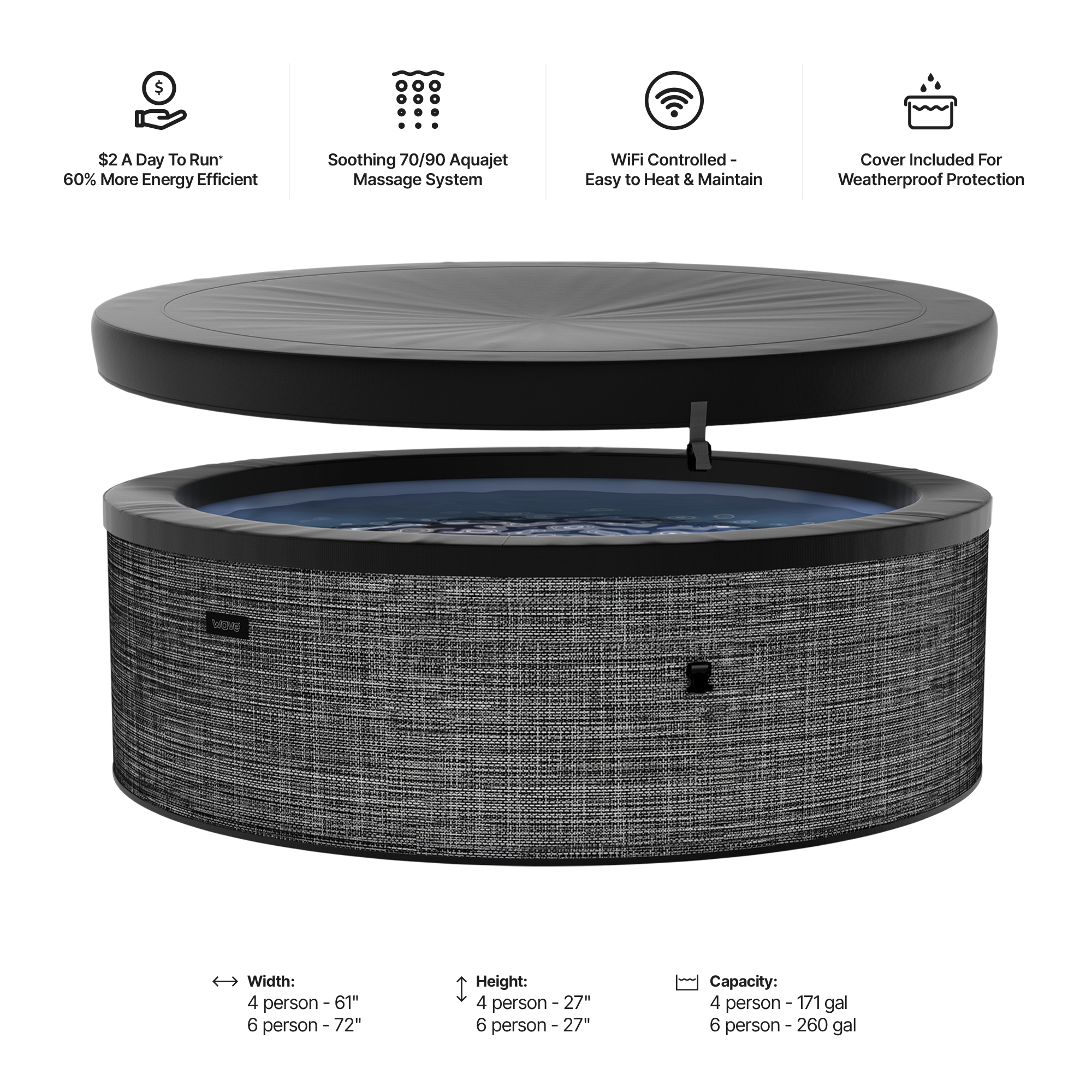 Tahoe | 4/6-Person Eco Foam Hot Tub | Built-In Integrated Heater