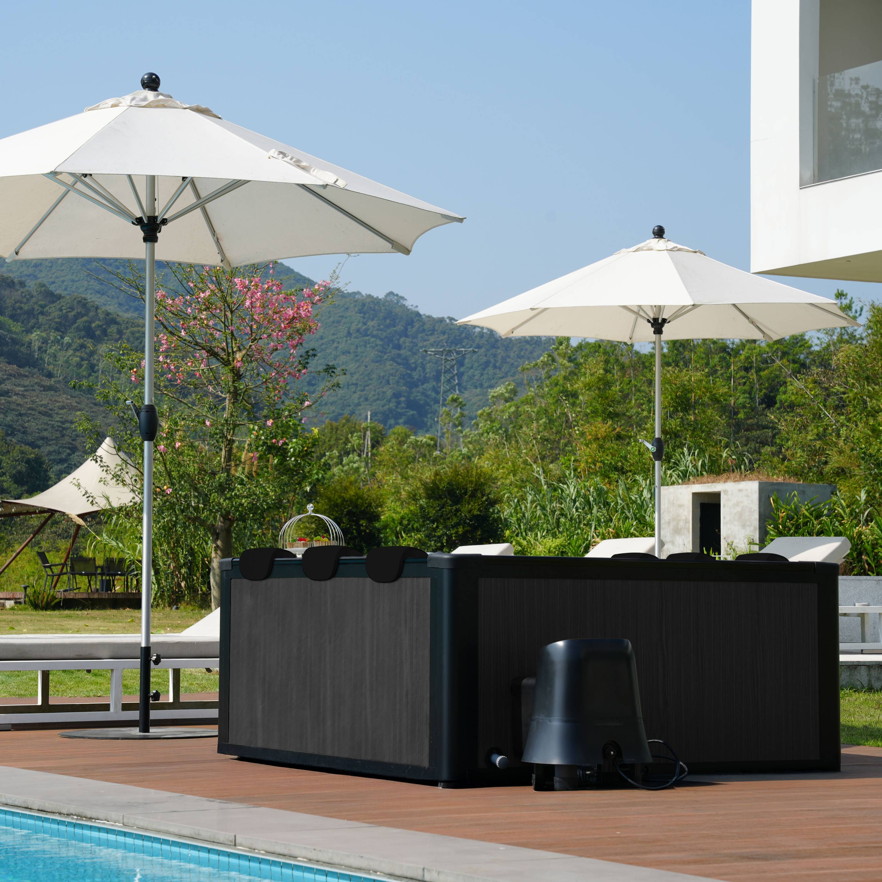 Adriatic | 6 Person Square Aluminium Frame Hot Tub | Black Wood