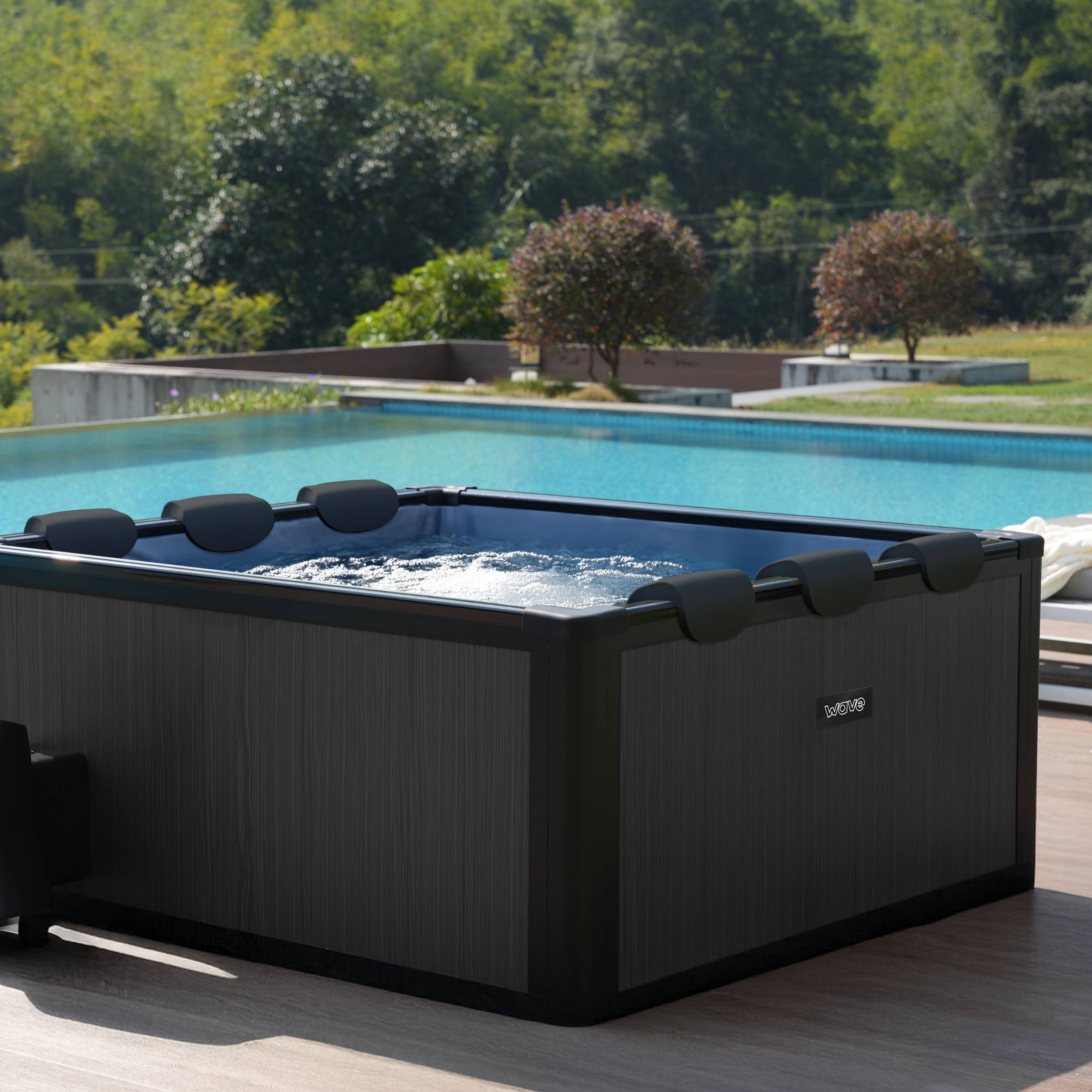 Adriatic | 6 Person Square Aluminium Frame Hot Tub | Black Wood