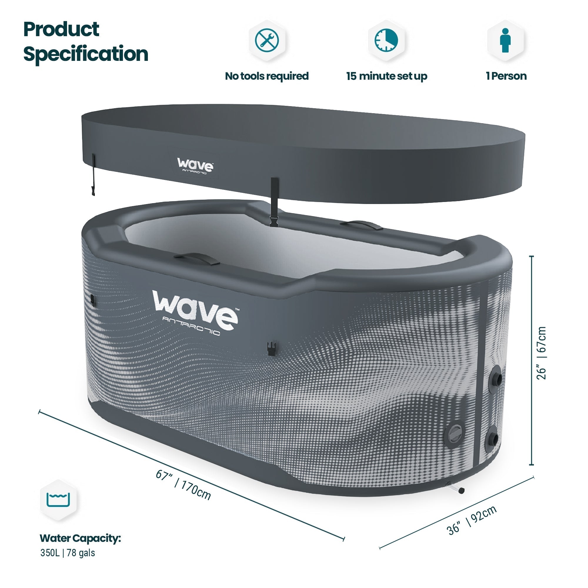 Antarctic | Drop Stitch Ice Bath | Black Ice Bath Wave Spas USA