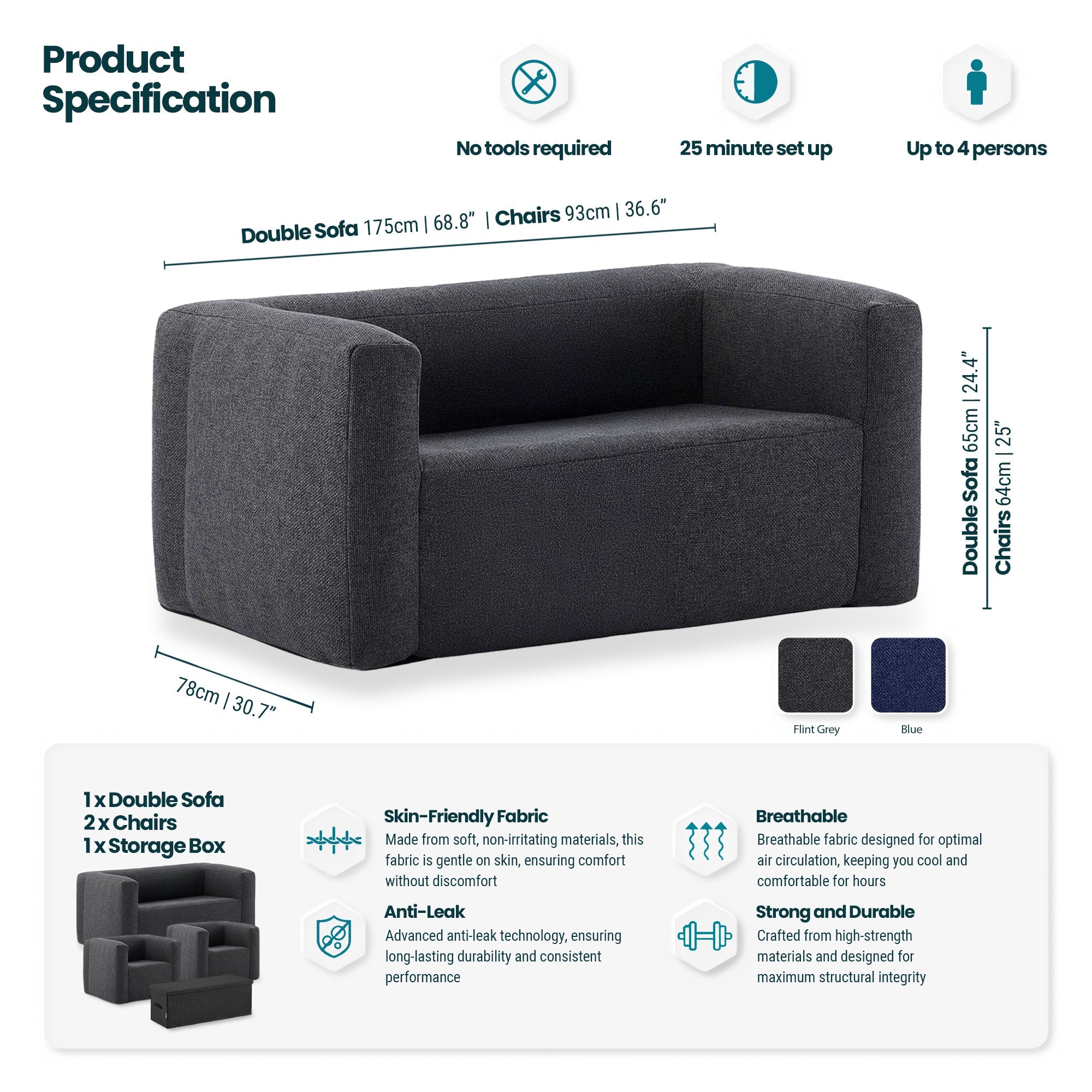 Chair and Double Sofa Set Wave Spas USA