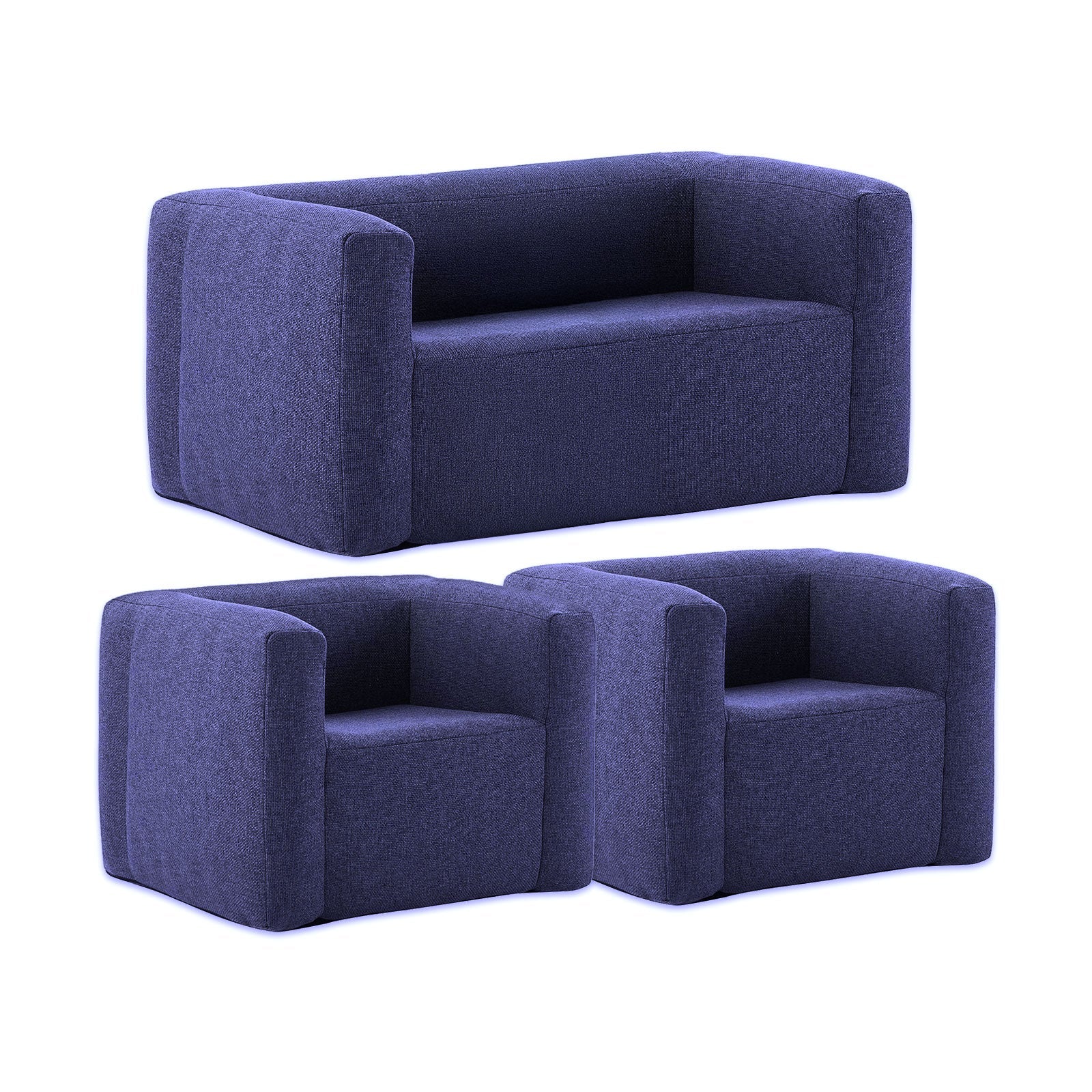 Chair and Double Sofa Set Furniture Wave Spas USA Blue