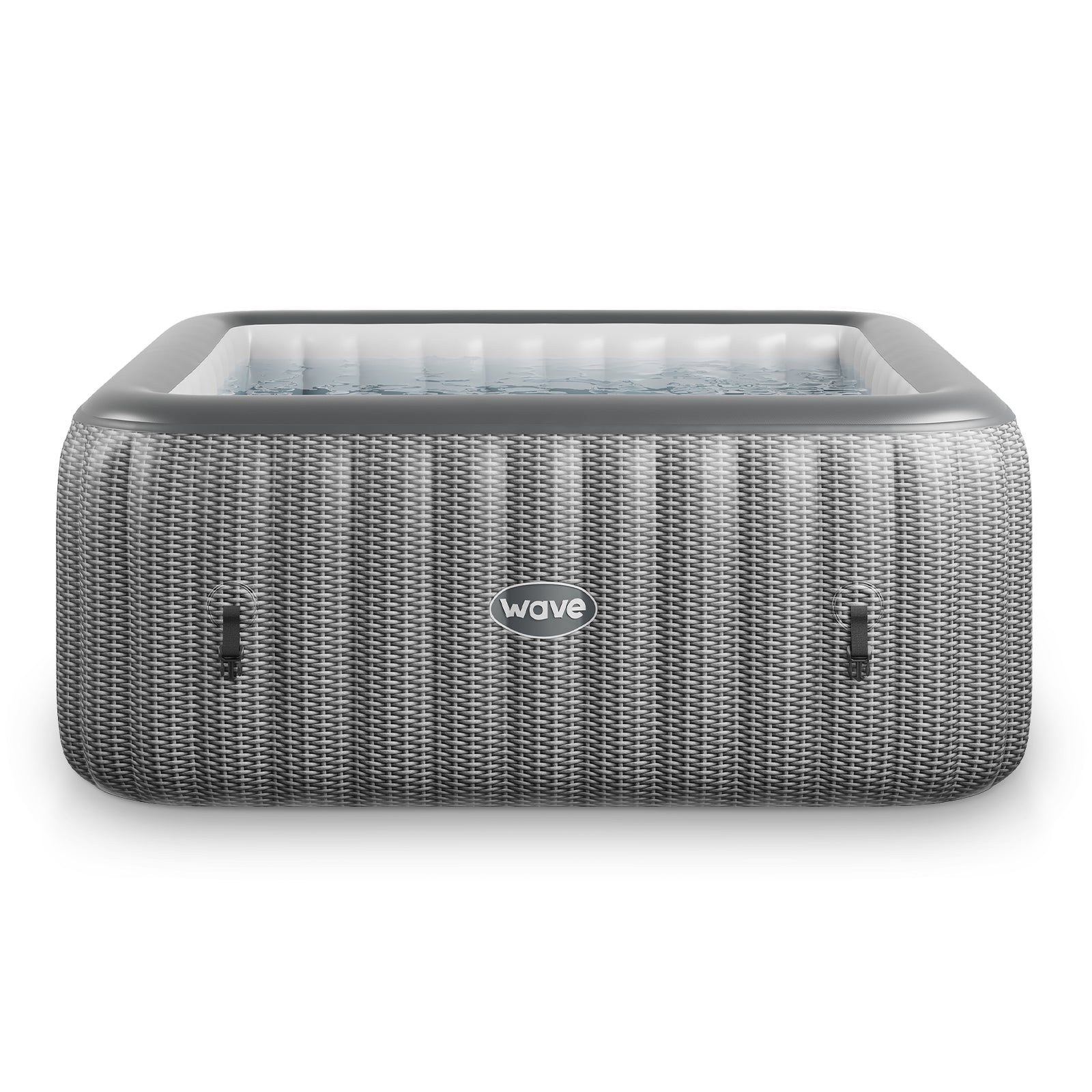 Pacific | 4/6-Person Inflatable Hot Tub | Built-In Integrated Heater Inflatable Spa Wave Spas Gray Rattan Standard 4 Person | 61x25.6" data-contona-source
