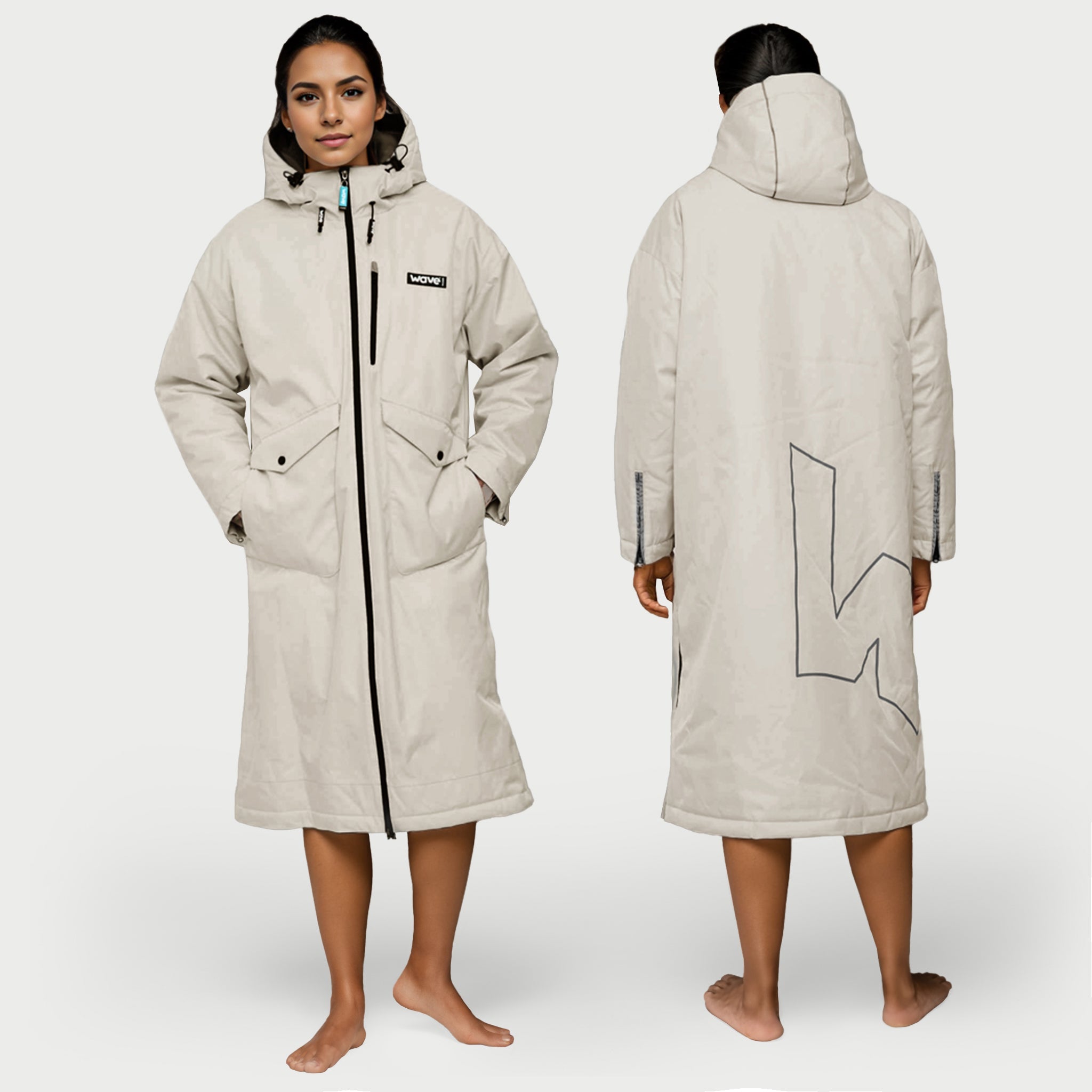 Wave 3 in 1 Hot Tub Changing Robe | Waterproof & Windproof | Unisex Robes Wave Spas USA Ecru Small