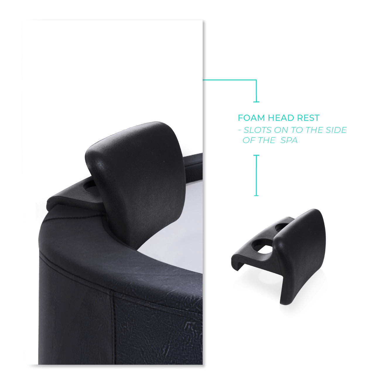 Osaka Hot Tub Head Rest & Drinks Holder | 2-in-1 | Black Head Rest Wave Spas