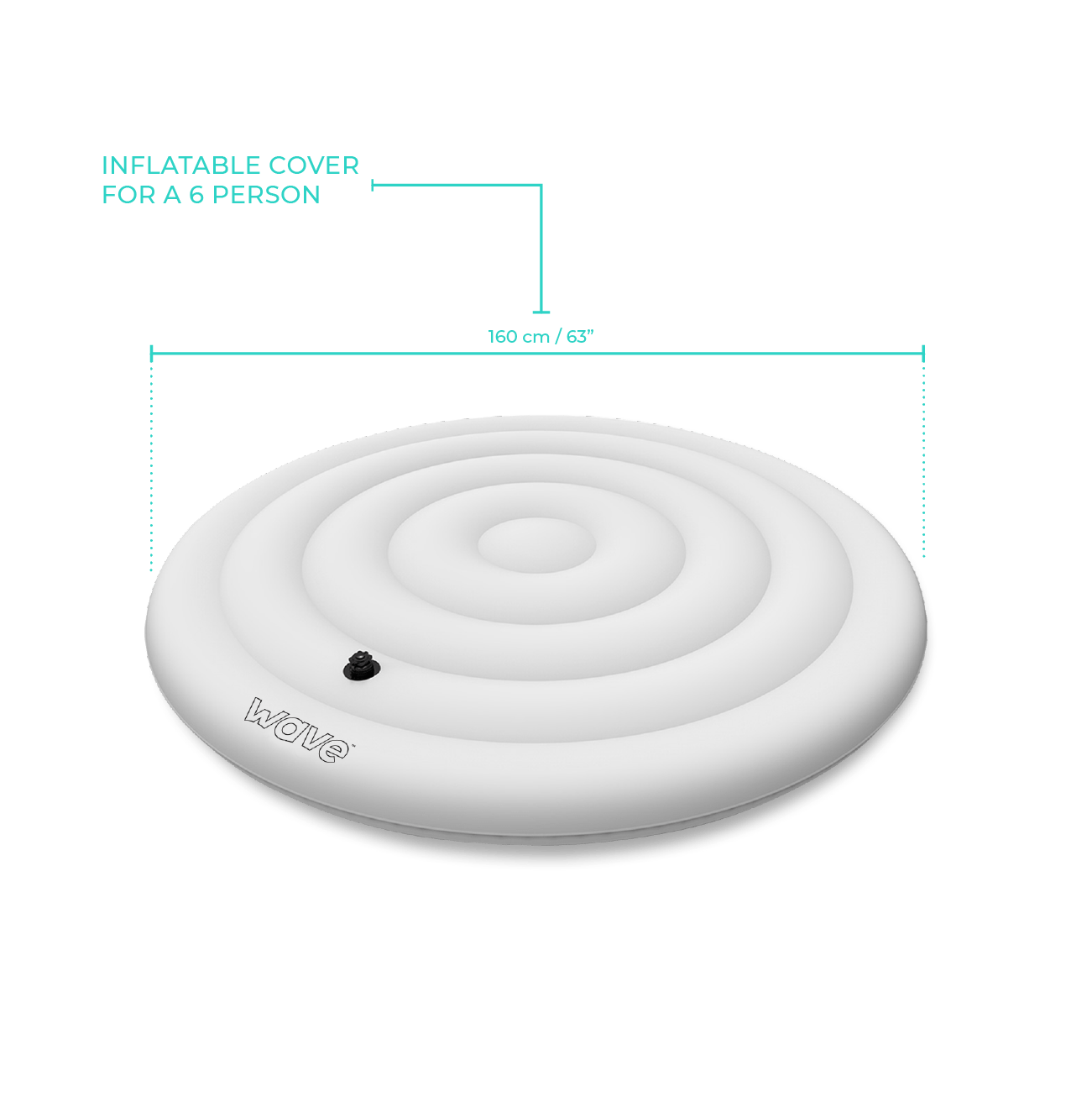 Wave Spa Round 6 Person Protective Thermal Efficient Inflatable Cover, White - Insulating Products - Wave Spas USA