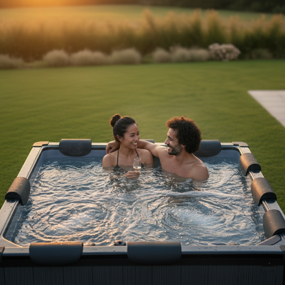 Adriatic | 6 Person Square Aluminium Frame Hot Tub | Black Wood