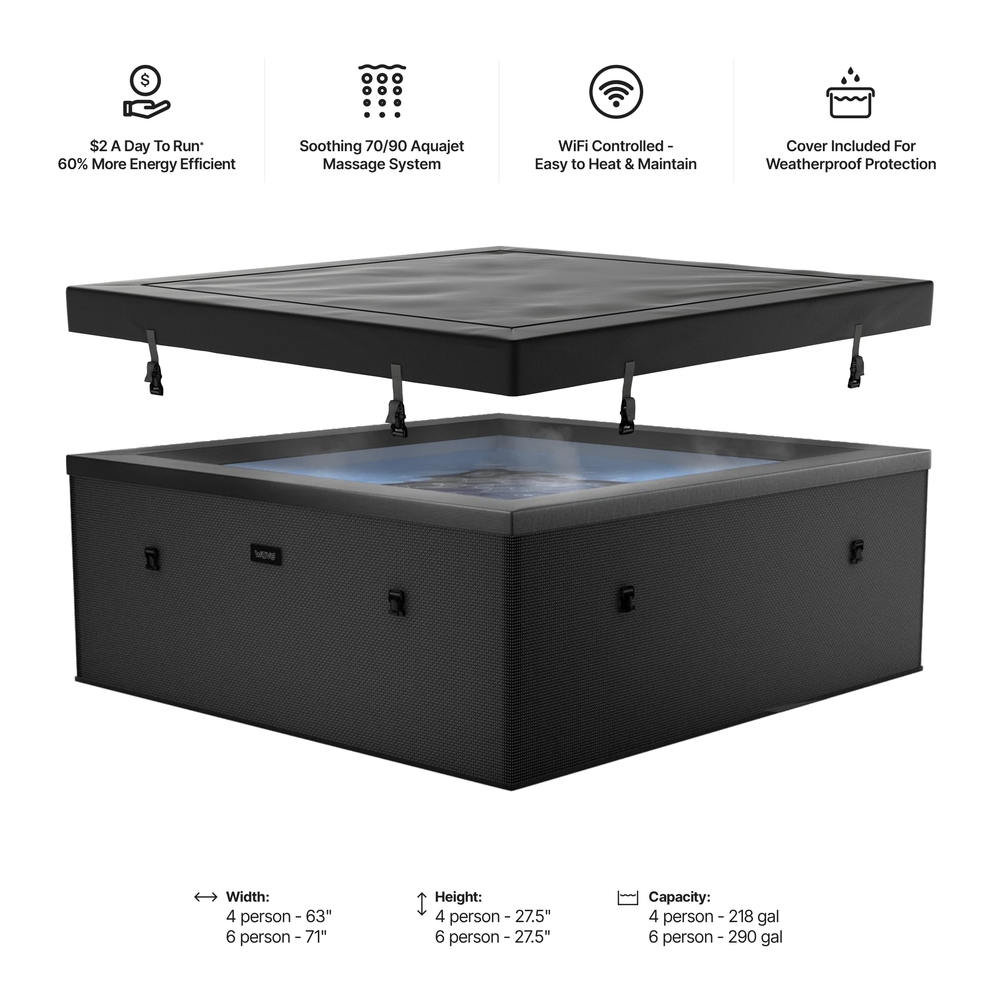 Garda | 4/6-Person Eco Foam Hot Tub | Built-In Integrated Heater