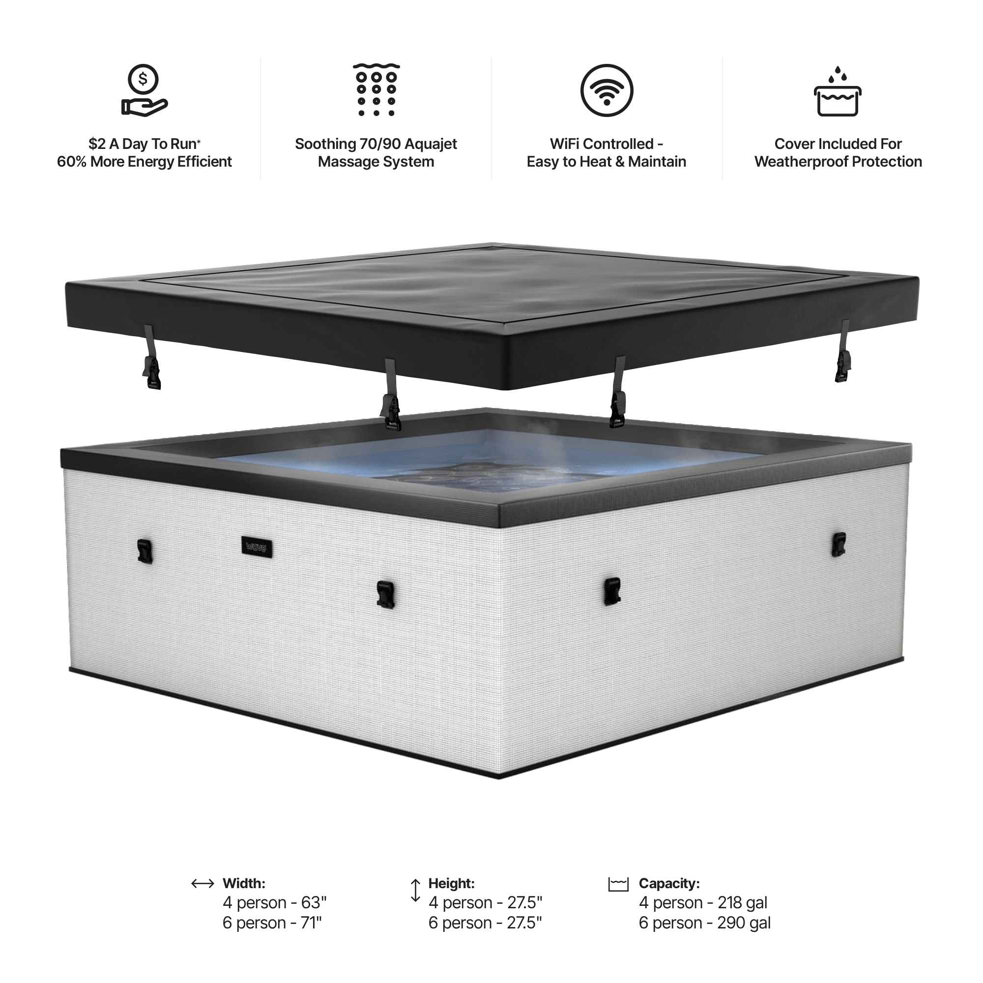 Garda | 4/6-Person Eco Foam Hot Tub | Built-In Integrated Heater