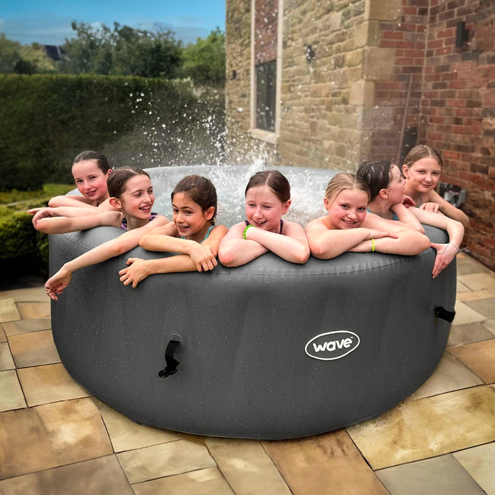 Atlantic | 4-Person Inflatable Hot Tub | Built-In Integrated Heater | Dark Gray