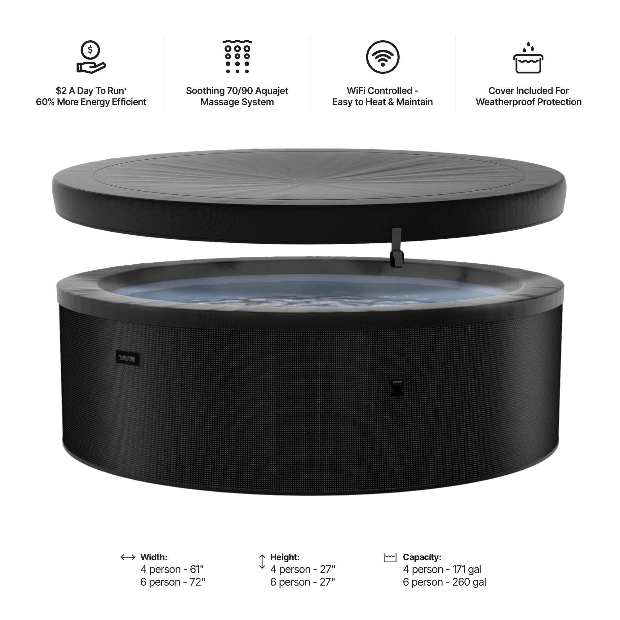 Tahoe | 4/6-Person Eco Foam Hot Tub | Built-In Integrated Heater