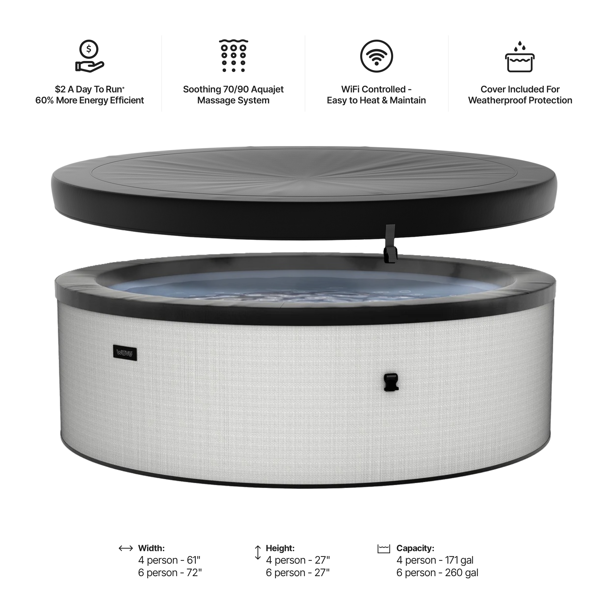 Tahoe | 4/6-Person Eco Foam Hot Tub | Built-In Integrated Heater