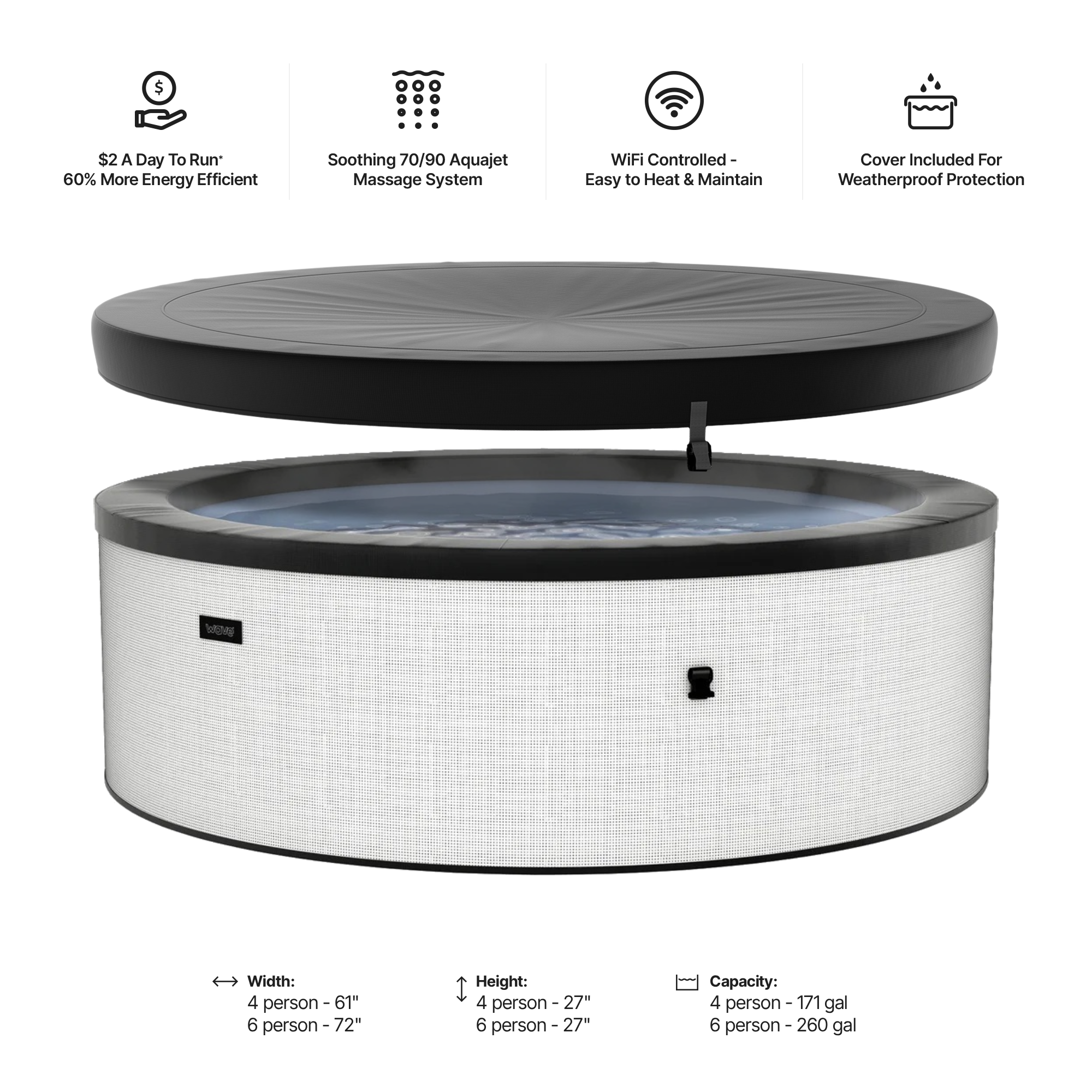 Tahoe | 4/6-Person Eco Foam Hot Tub | Built-In Integrated Heater