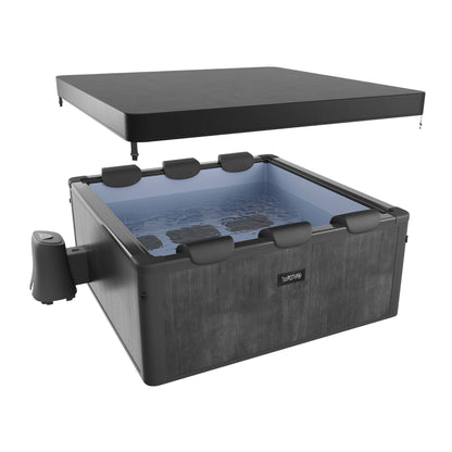Adriatic | 6 Person Square Aluminium Frame Hot Tub | Black Wood Frame Spa Wave Spas USA