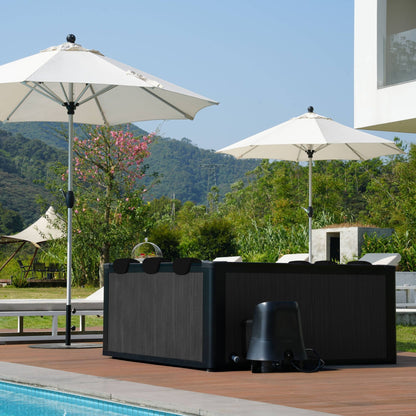Adriatic | 6 Person Square Aluminium Frame Hot Tub | Black Wood Frame Spa Wave Spas USA