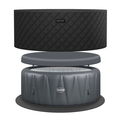 Atlantic | 4/6-Person Inflatable Hot Tub | Built-In Integrated Heater Inflatable Spa Wave Spas Dark Gray EnergySave Bundle | CEC Certified 4 Person | 71x25.6"