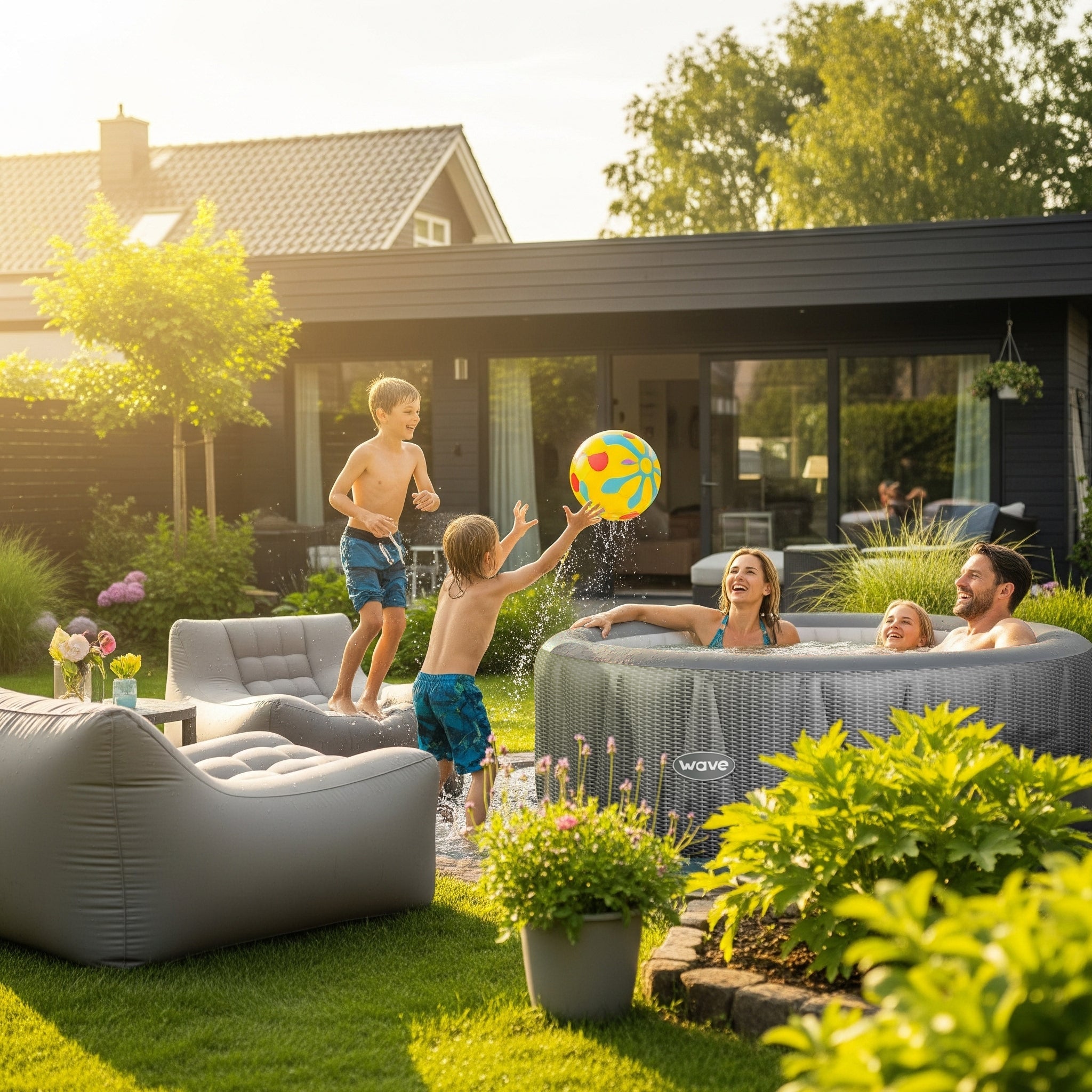 Atlantic | 4/6-Person Inflatable Hot Tub | Built-In Integrated Heater Inflatable Spa Wave Spas