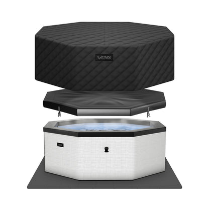 Como | 6-Person Eco Foam Hot Tub | Built-In Integrated Heater Eco Foam Spas Wave Spas Pebble White EnergySave Bundle | CEC Certified 6 Person | 77x27"