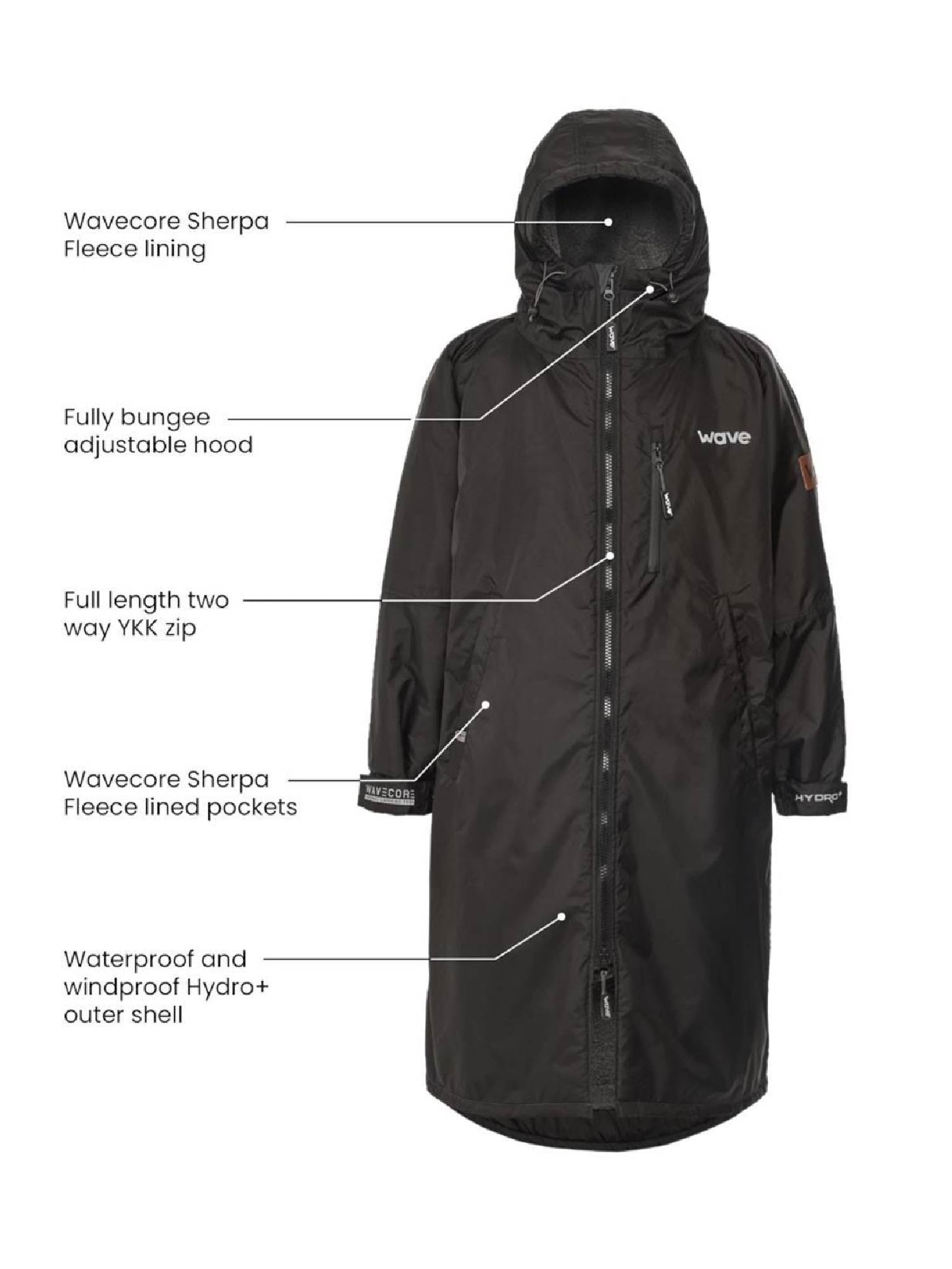 Fleece-Lined Changing Robe | Unisex | Black & Gray Robes Wave Spas USA   