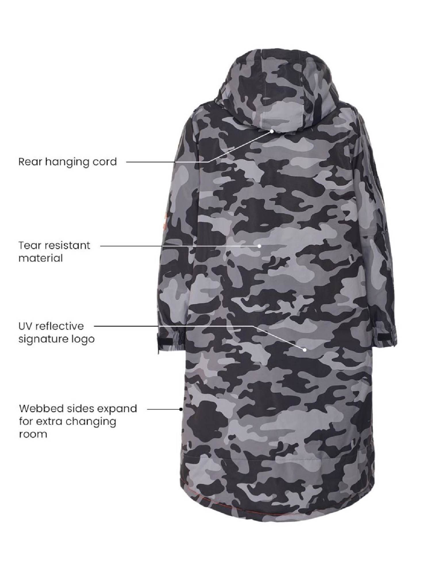 Fleece-Lined Changing Robe | Unisex | Gray Camouflage  Wave Spas USA   