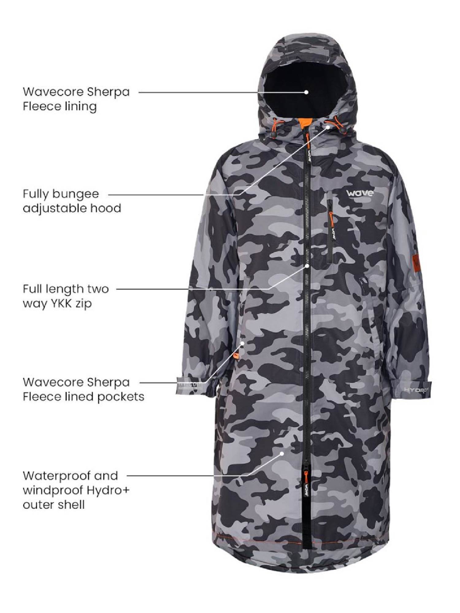 Fleece-Lined Changing Robe | Unisex | Gray Camouflage  Wave Spas USA   