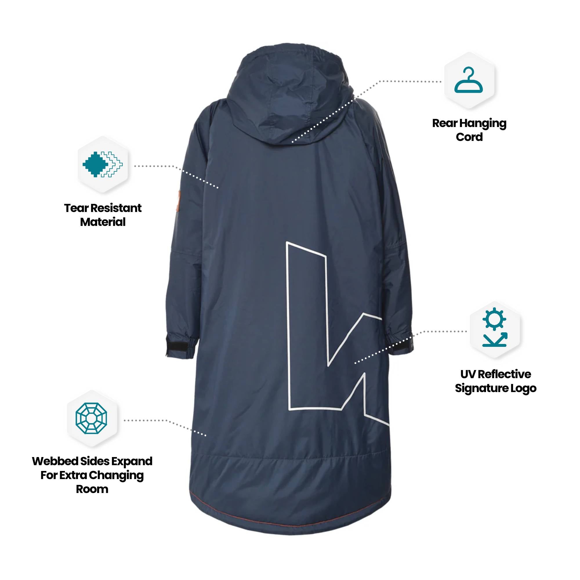 Fleece-Lined Hot Tub Changing Robe | Waterproof & Windproof | Unisex | Navy Wave Spas USA