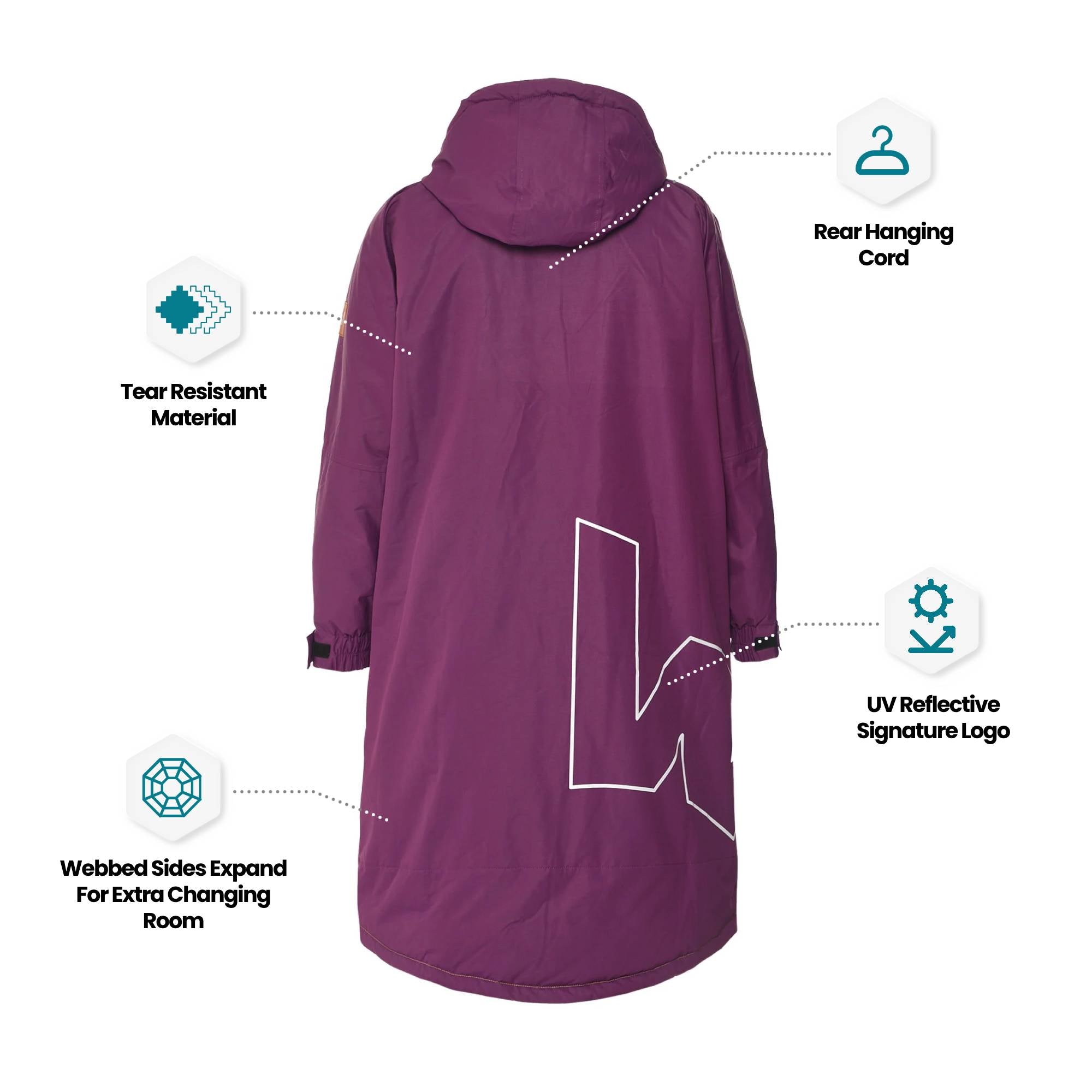 Fleece-Lined Hot Tub Changing Robe | Waterproof & Windproof | Unisex | Purple Robes Wave Spas USA