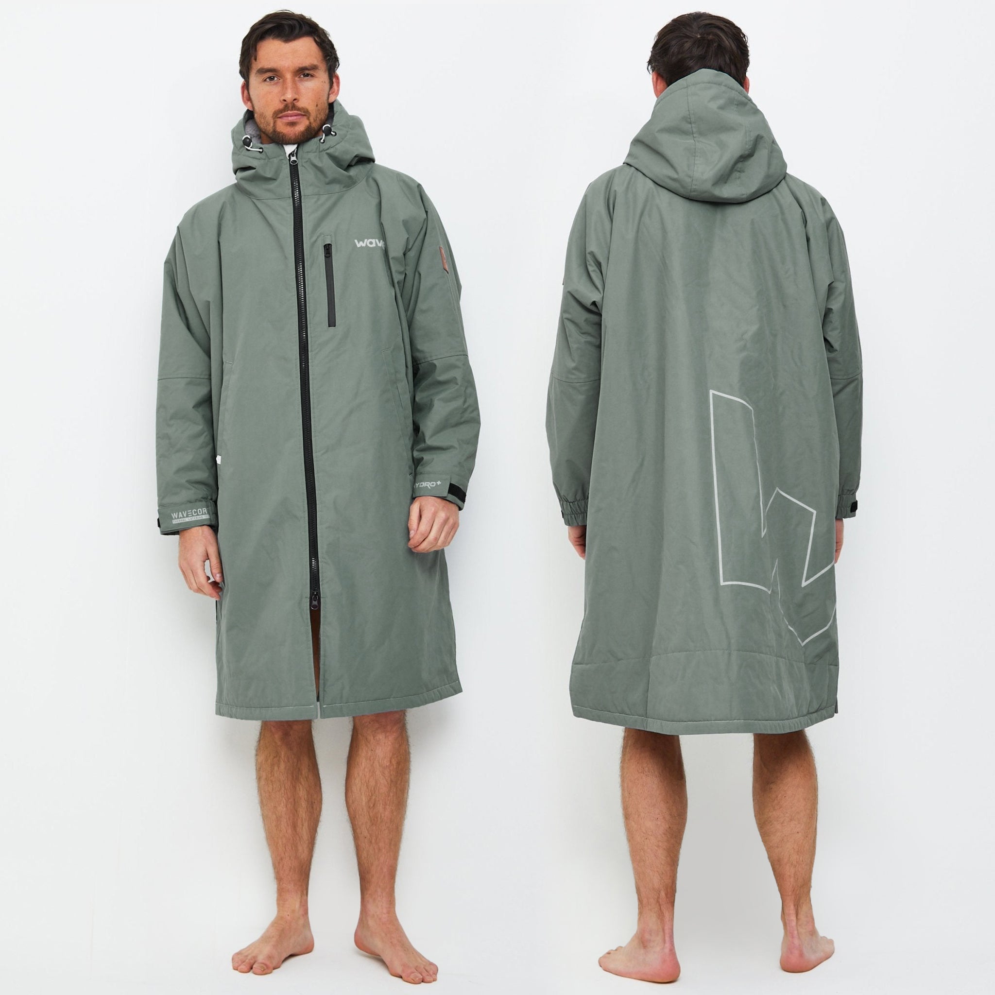 Fleece-Lined Hot Tub Changing Robe | Waterproof & Windproof | Unisex | Sage Green Robes Wave Spas USA