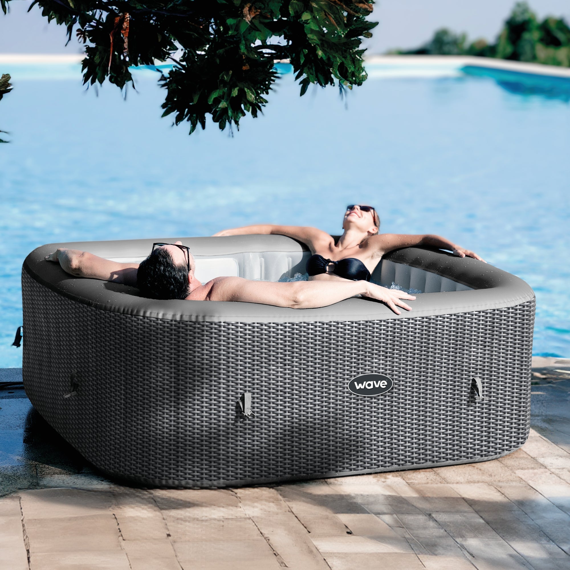 Pacific | 4/6-Person Inflatable Hot Tub | Built-In Integrated Heater | Dark Gray Inflatable Spa Wave Spas   