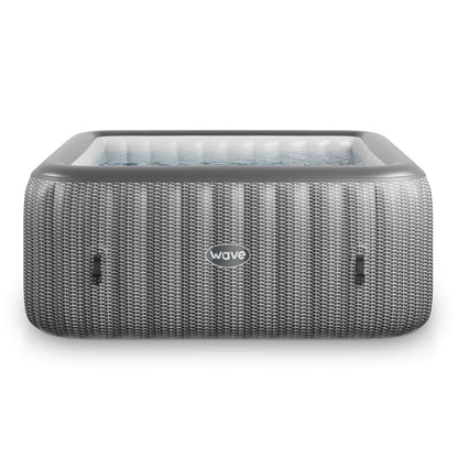 Pacific | 4/6-Person Inflatable Hot Tub | Built-In Integrated Heater Inflatable Spa Wave Spas Gray Rattan Standard 4 Person | 61x25.6"