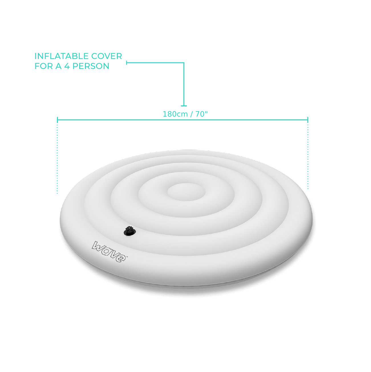 Thermally Efficient Inflatable Cover | Round | 4 Person | White - Inflatable Covers - Wave Spas USA