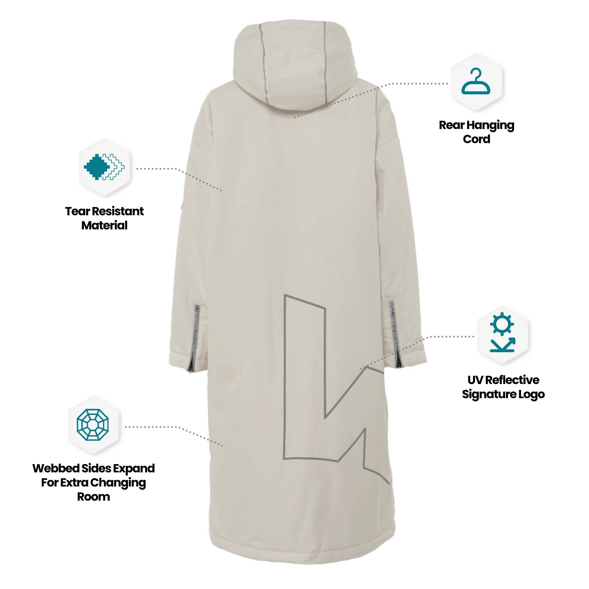 Wave 3 in 1 Hot Tub Changing Robe | Waterproof & Windproof | Unisex | Ecru Cream Robes Wave Spas USA