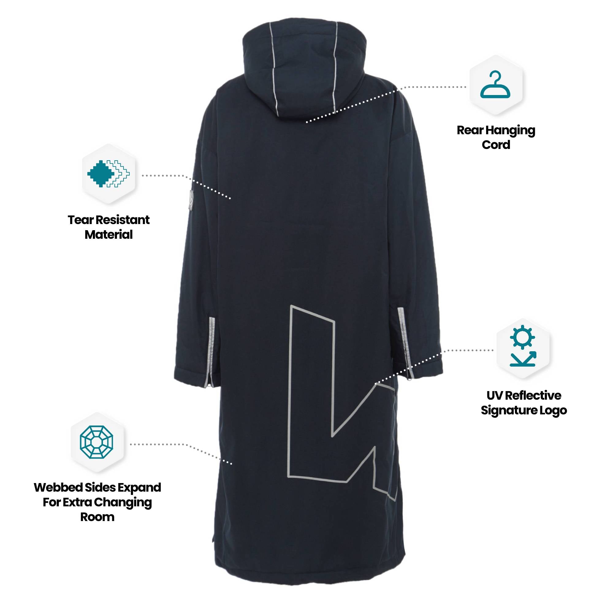 Wave 3 in 1 Hot Tub Changing Robe | Waterproof & Windproof | Unisex | Navy Blue Robes Wave Spas USA