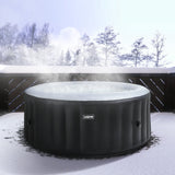 Wave Atlantic 4 Person Round Inflatable Hot Tub, 105 Massaging Air Jets, Black